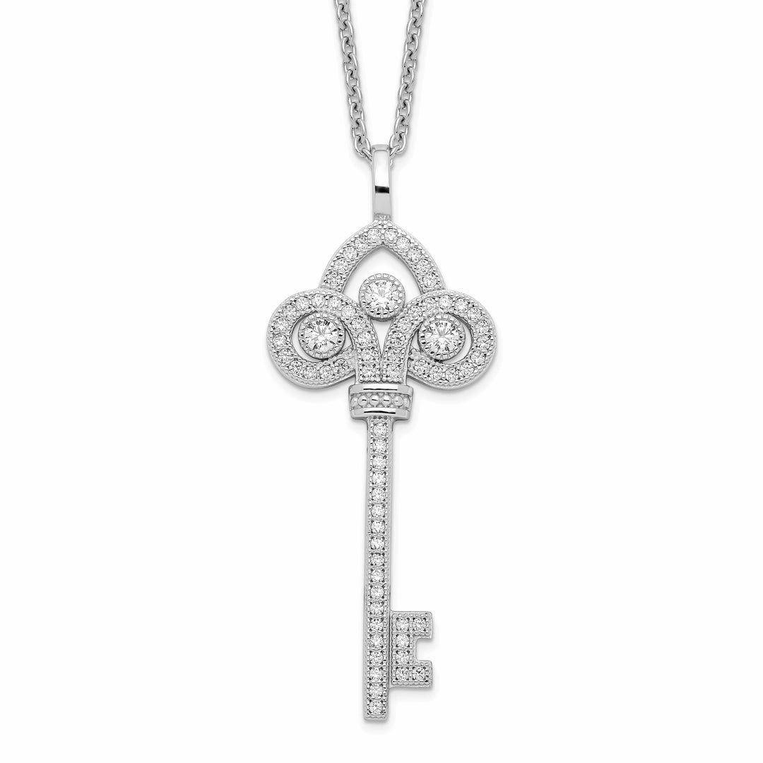 Lovely Rita's Necklaces Sterling Silver Cubic Zirconia Key Necklace