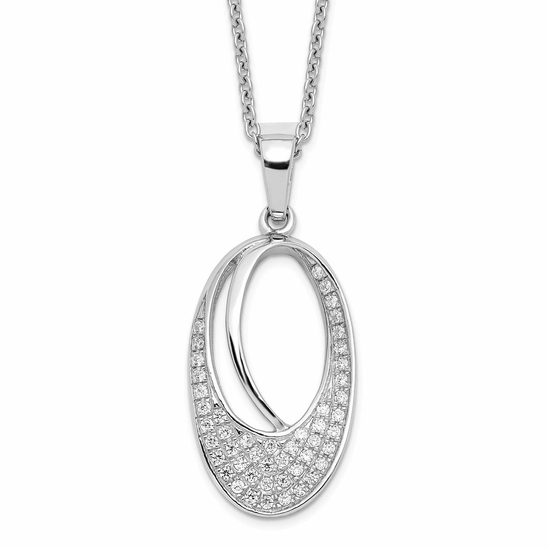 Lovely Rita's Necklaces Sterling Silver Cubic Zirconia Oval Necklace