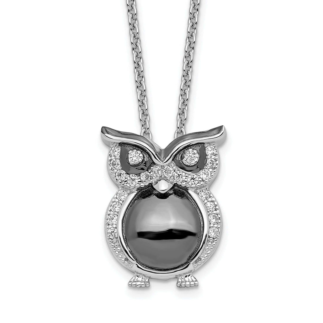 Lovely Rita's Necklaces Sterling Silver Cubic Zirconia Owl Necklace