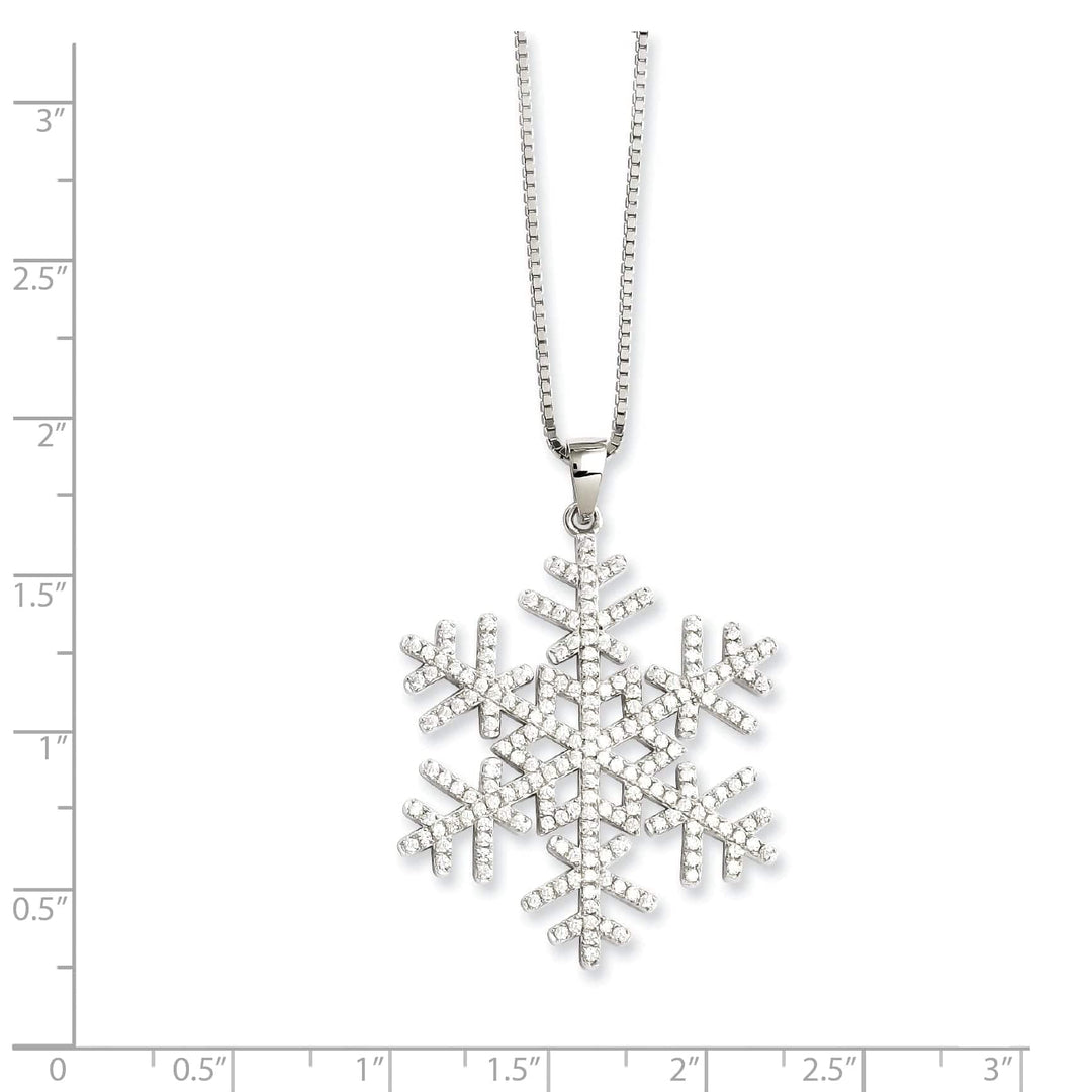 Lovely Rita's Necklaces Sterling Silver Cubic Zirconia Snow Flake Design Necklace
