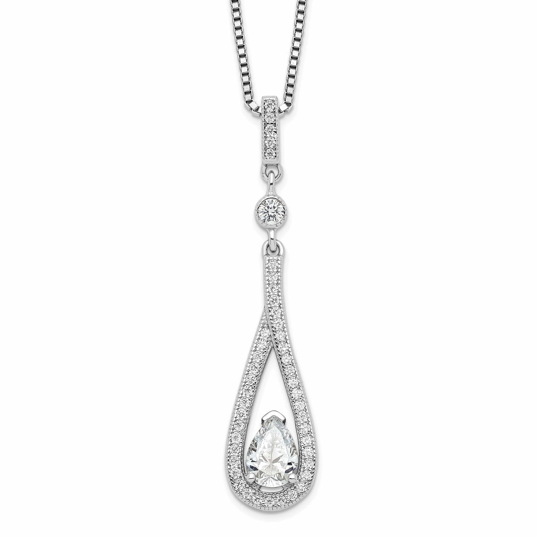 Lovely Rita's Necklaces Sterling Silver Cubic Zirconia Teardrop Necklace