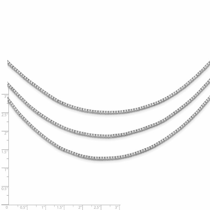 Sterling Shimmer Necklaces Sterling Silver CZ 3 Layered 16in Necklace