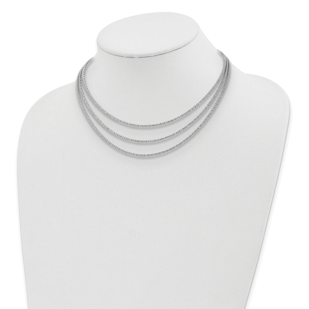 Sterling Shimmer Necklaces Sterling Silver CZ 3 Layered 16in Necklace