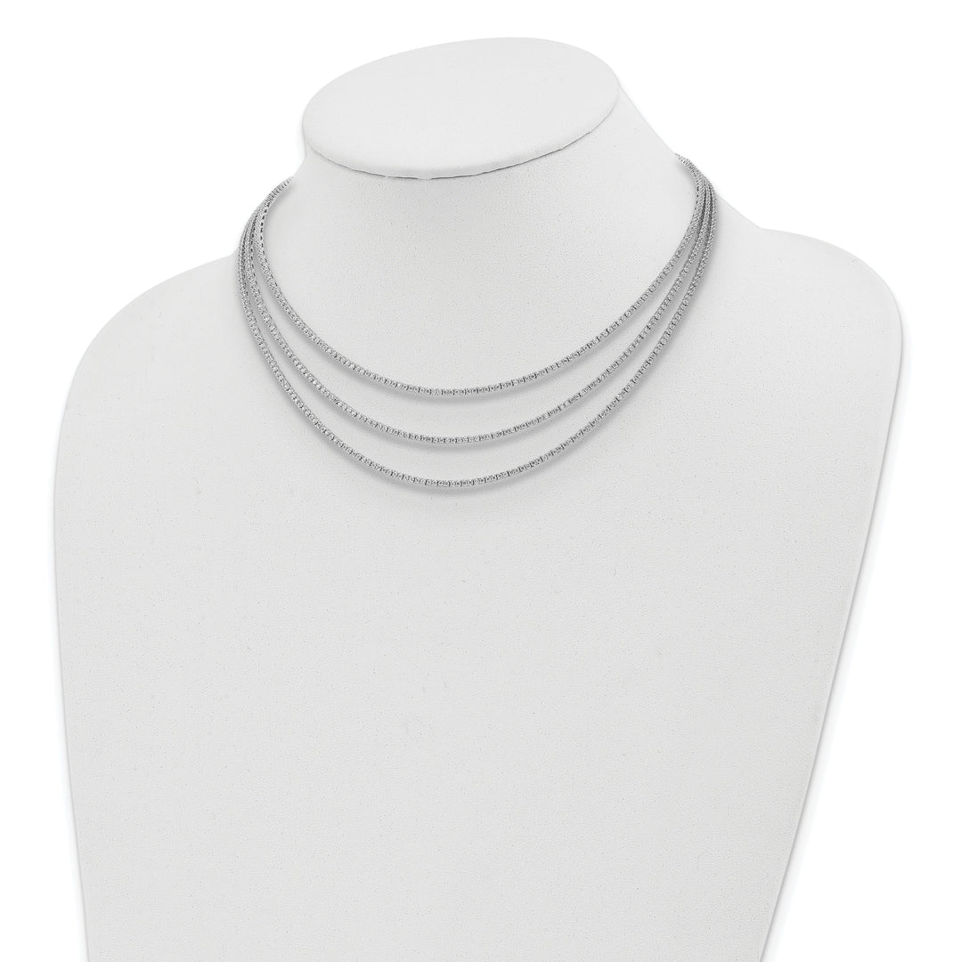 Sterling Shimmer Necklaces Sterling Silver CZ 3 Layered 16in Necklace