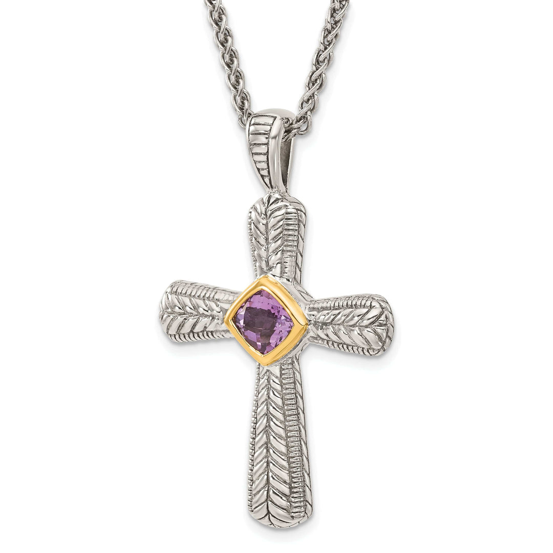 Shey Couture Necklaces Sterling Silver Gold Amethyst Cross Necklace