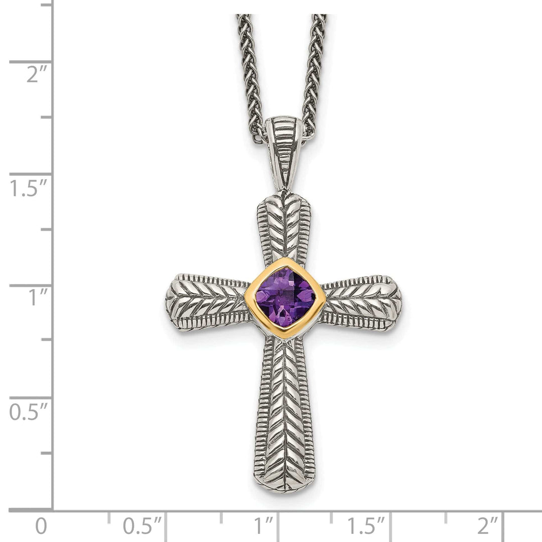 Shey Couture Necklaces Sterling Silver Gold Amethyst Cross Necklace