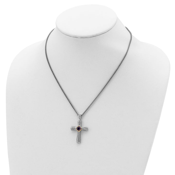 Shey Couture Necklaces Sterling Silver Gold Amethyst Cross Necklace