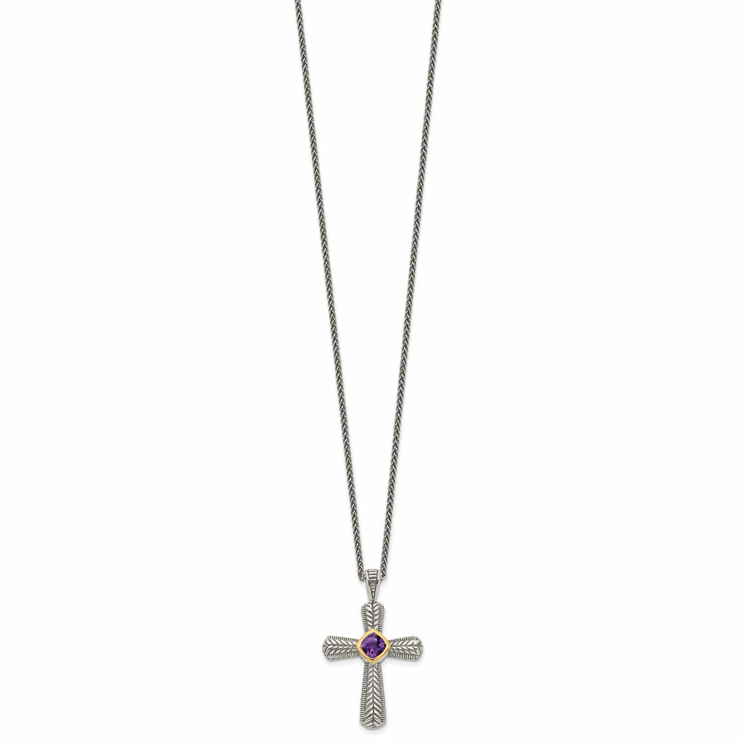 Shey Couture Necklaces Sterling Silver Gold Amethyst Cross Necklace