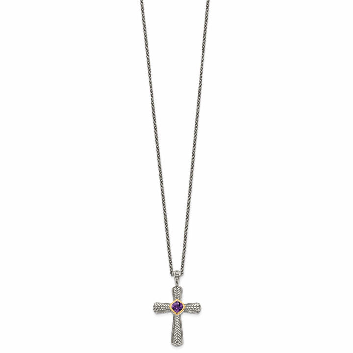 Shey Couture Necklaces Sterling Silver Gold Amethyst Cross Necklace