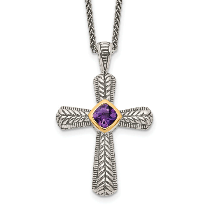 Shey Couture Necklaces Sterling Silver Gold Amethyst Cross Necklace