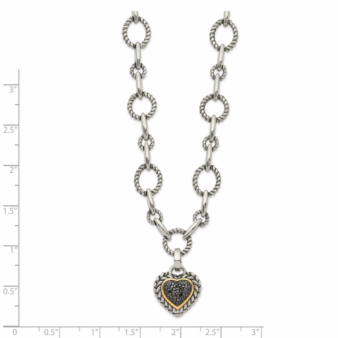 Shey Couture Necklaces Sterling Silver Gold Black Heart Drop Necklace