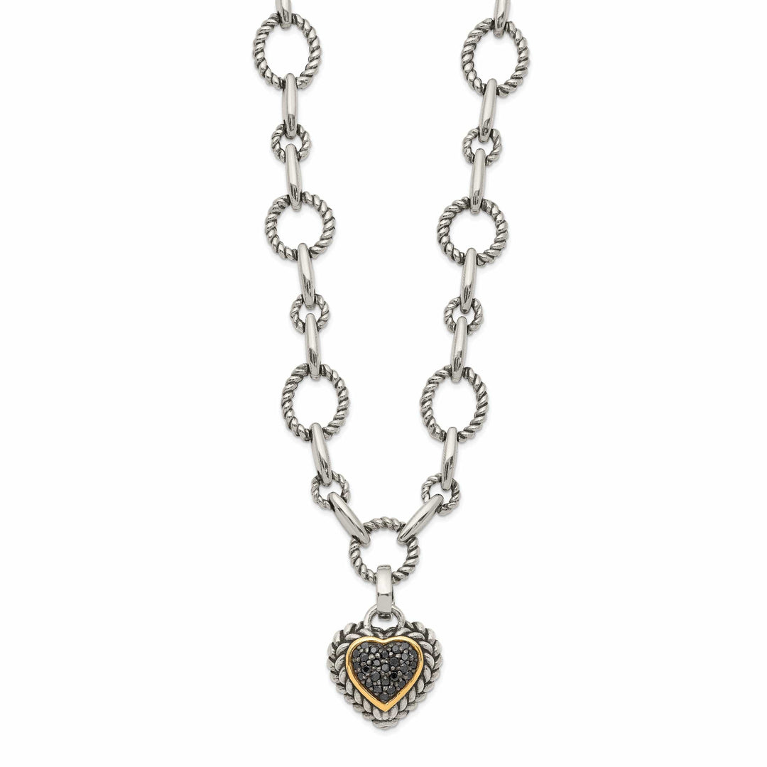 Shey Couture Necklaces Sterling Silver Gold Black Heart Drop Necklace