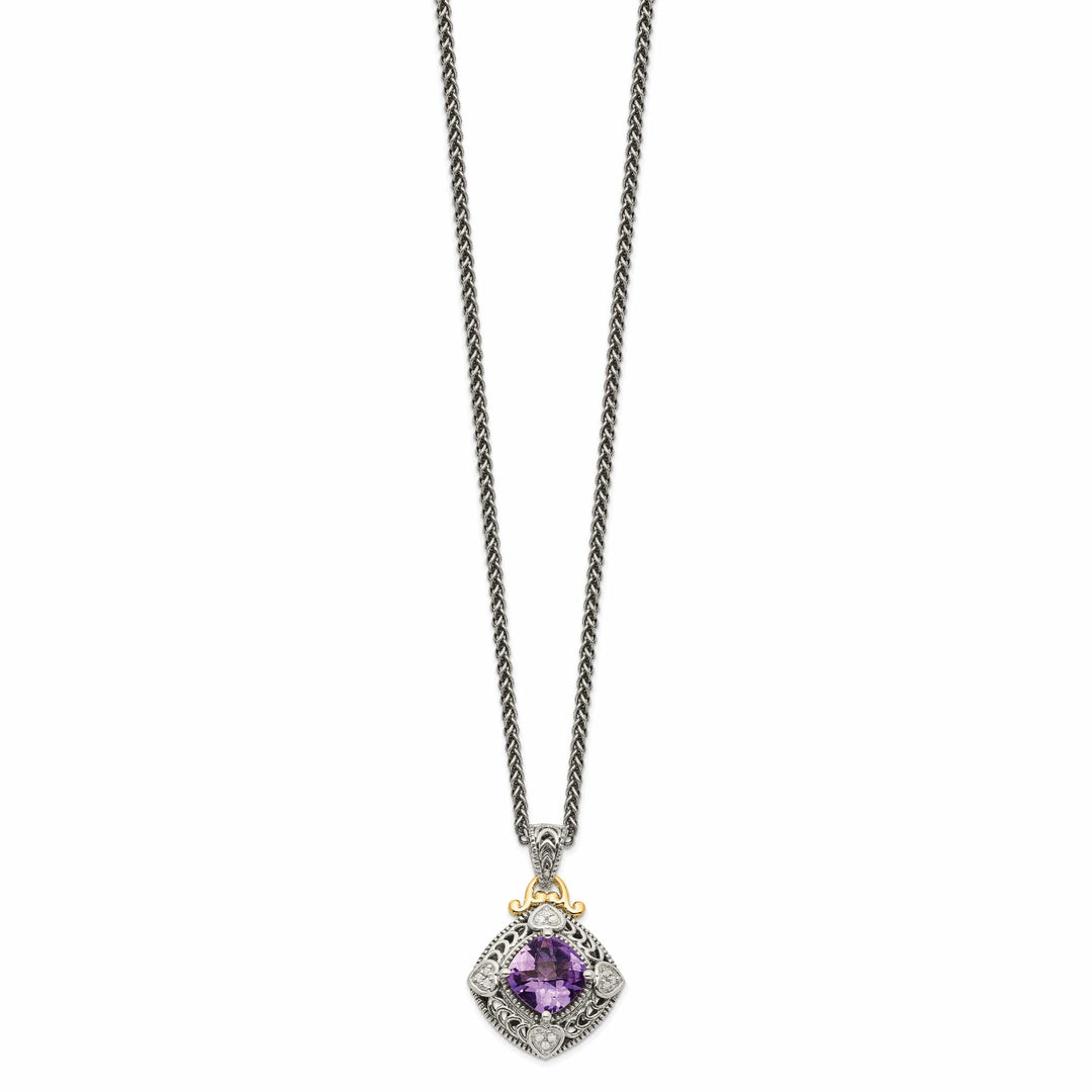 Shey Couture Necklaces Sterling Silver Gold Diamond Amethyst Necklace