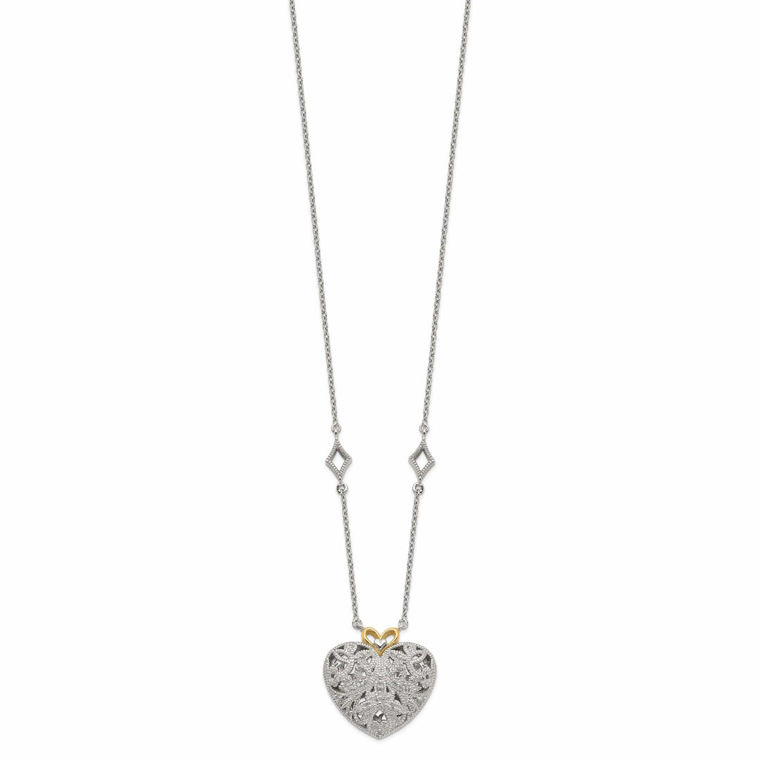 Shey Couture Necklaces Sterling Silver Gold Diamond Heart Necklace