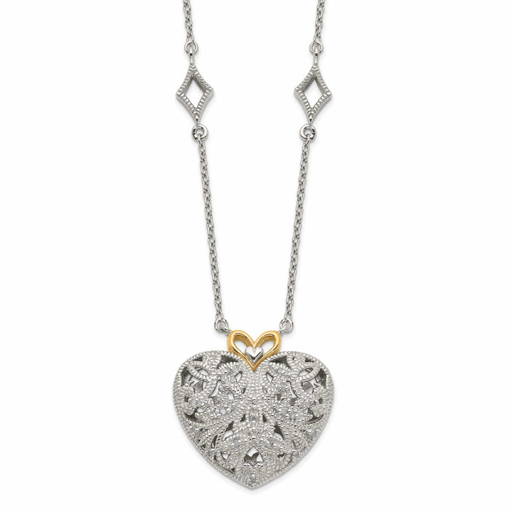 Shey Couture Necklaces Sterling Silver Gold Diamond Heart Necklace