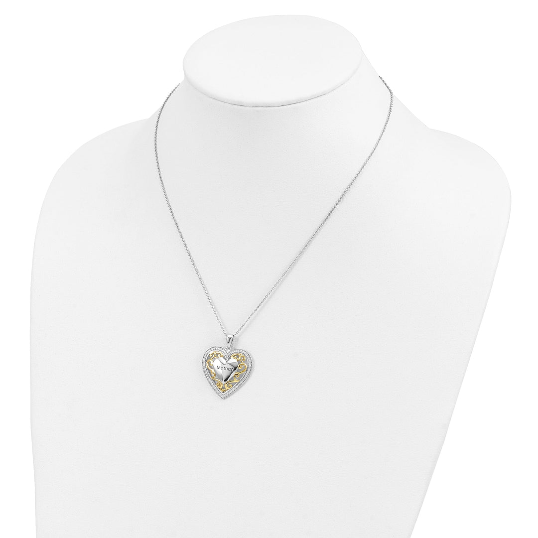 Lovely Rita's Necklaces Sterling Silver Mother Heart Necklace