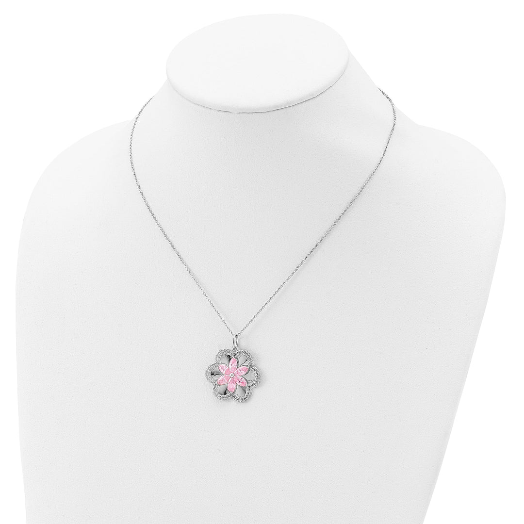 Lovely Rita's Necklaces Sterling Silver Pretty Pk Flower Necklace