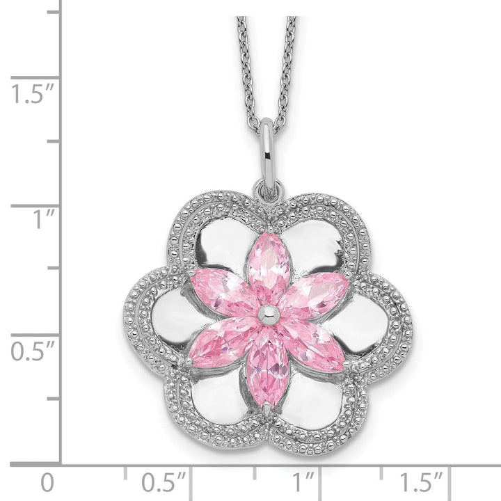 Lovely Rita's Necklaces Sterling Silver Pretty Pk Flower Necklace