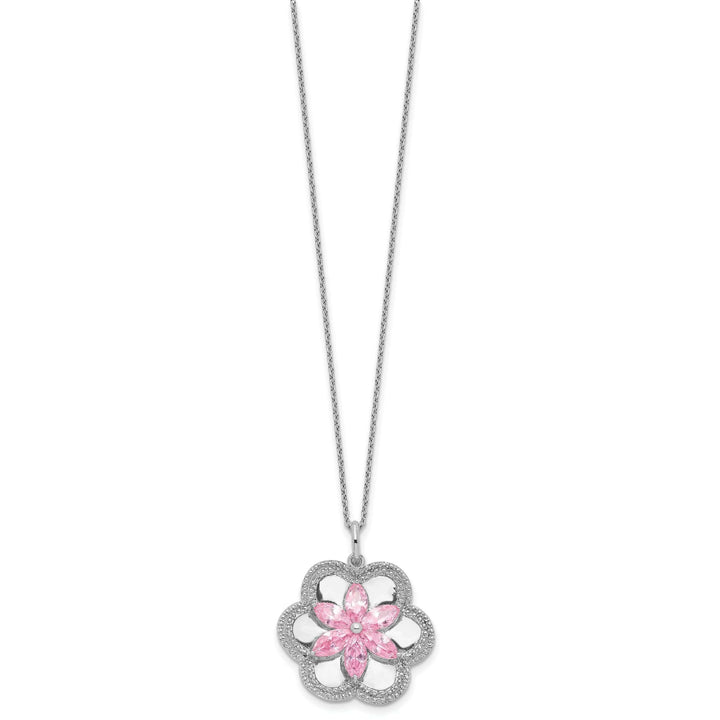 Lovely Rita's Necklaces Sterling Silver Pretty Pk Flower Necklace