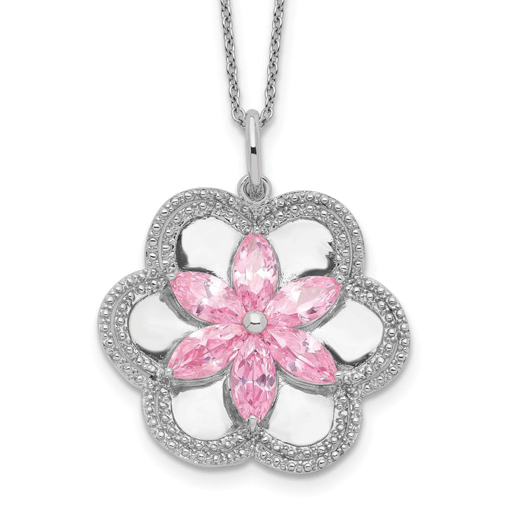 Lovely Rita's Necklaces Sterling Silver Pretty Pk Flower Necklace