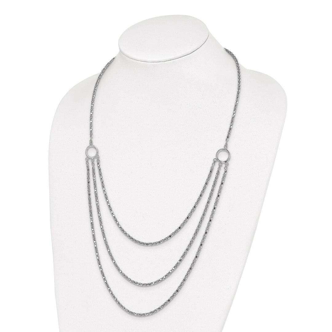Lovely Rita's Necklaces Sterling Silver Rhodium 3 Layer Fancy Necklace