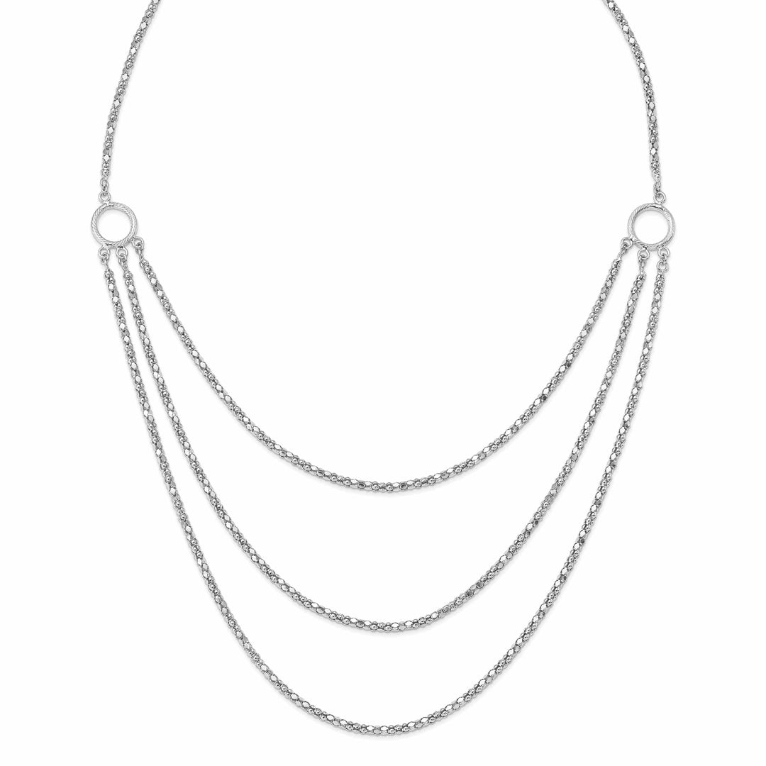 Lovely Rita's Necklaces Sterling Silver Rhodium 3 Layer Fancy Necklace