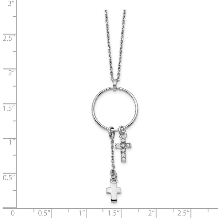 Lovely Rita's Necklaces Sterling Silver Rhodium C.Z Cross Necklace