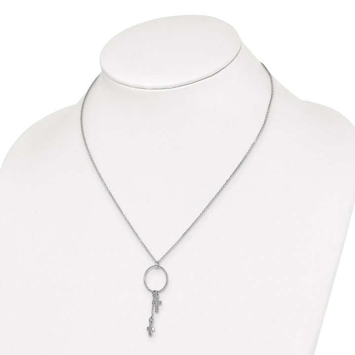 Lovely Rita's Necklaces Sterling Silver Rhodium C.Z Cross Necklace