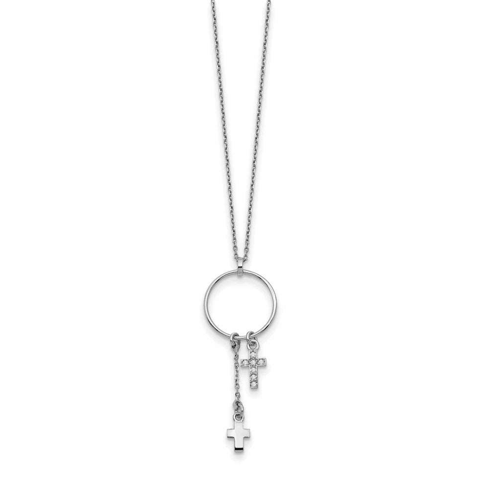 Lovely Rita's Necklaces Sterling Silver Rhodium C.Z Cross Necklace