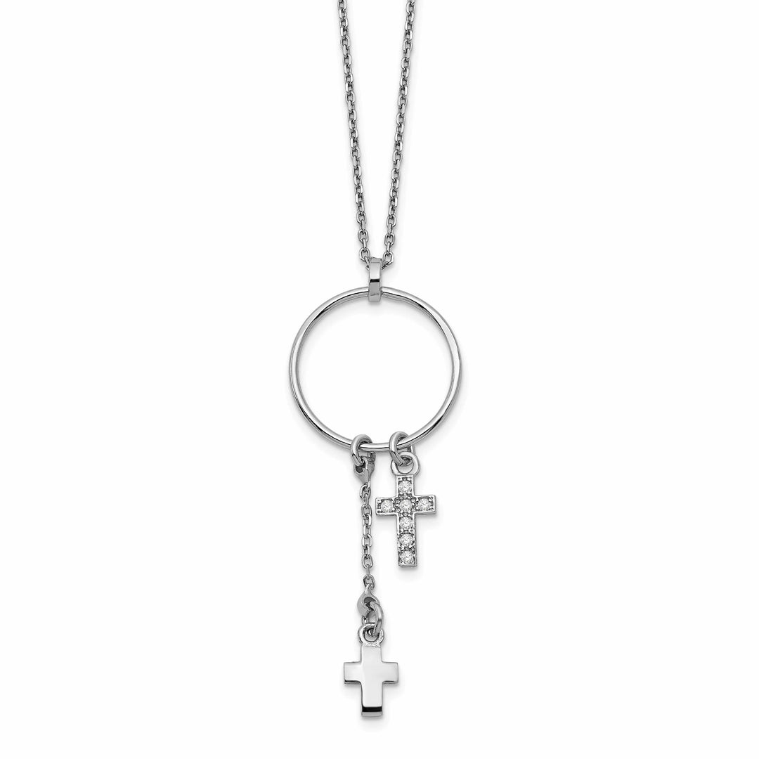 Lovely Rita's Necklaces Sterling Silver Rhodium C.Z Cross Necklace