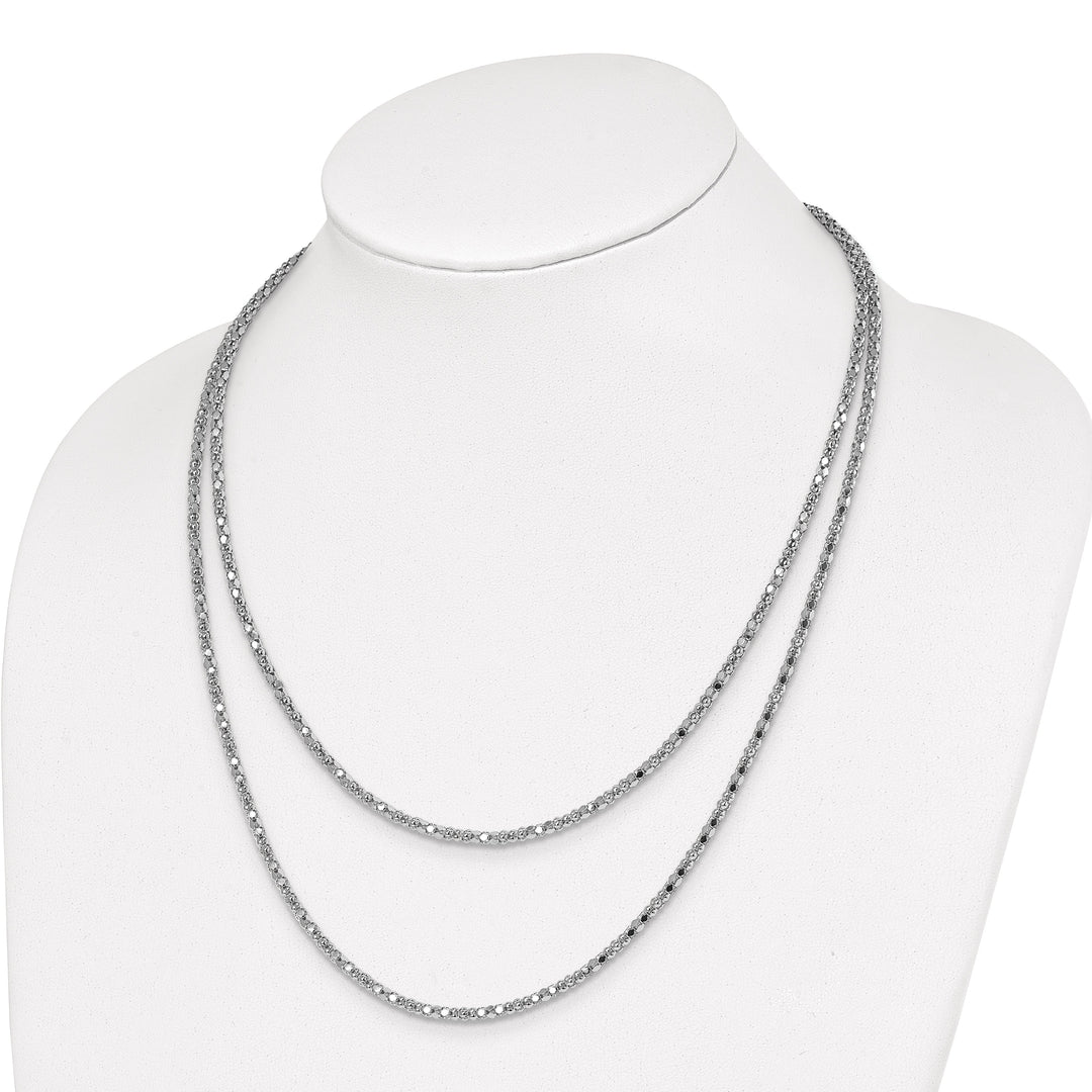 Lovely Rita's Necklaces Sterling Silver Rhodium Fancy 2 Strand Necklace