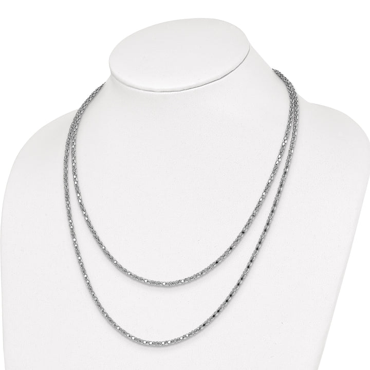 Lovely Rita's Necklaces Sterling Silver Rhodium Fancy 2 Strand Necklace