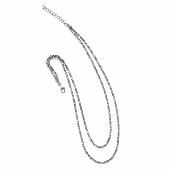 Lovely Rita's Necklaces Sterling Silver Rhodium Fancy 2 Strand Necklace