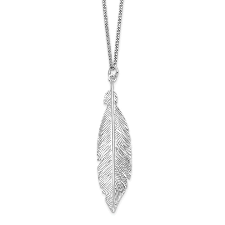 Lovely Rita's Necklaces Sterling Silver Rhodium Leaf Necklace