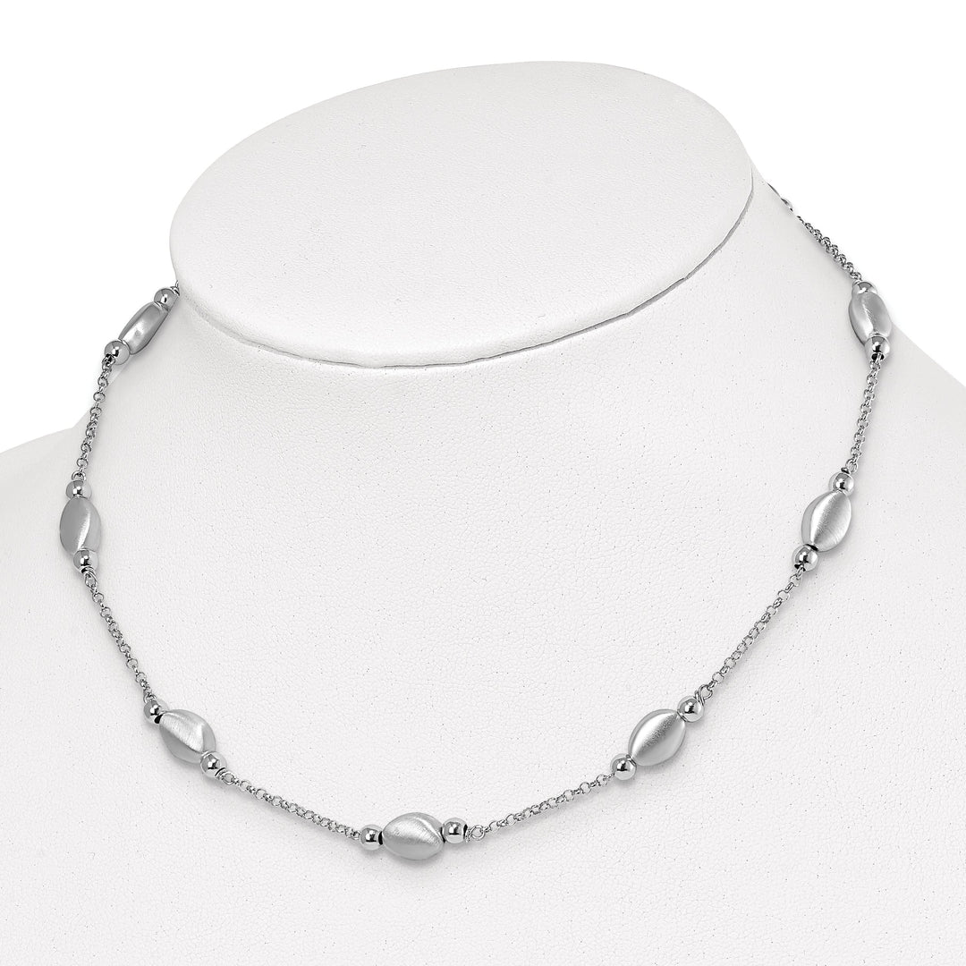 Lovely Rita's Necklaces Sterling Silver Rodium Polished Satin Necklace