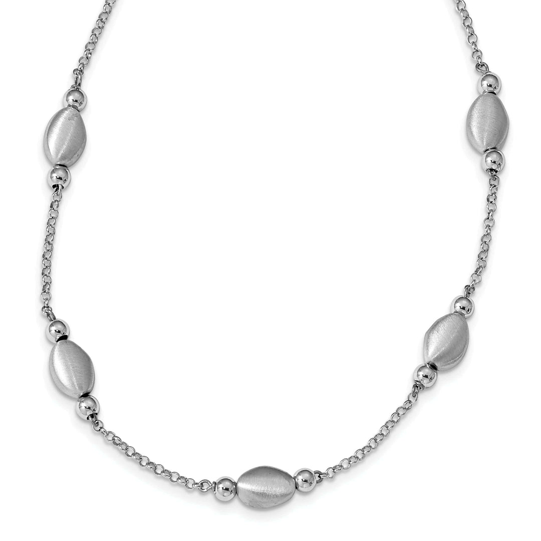Lovely Rita's Necklaces Sterling Silver Rodium Polished Satin Necklace