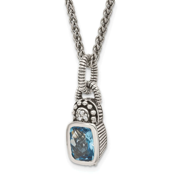 Shey Couture Necklaces Sterling Silver Sky Blue Topaz Diamond Necklace