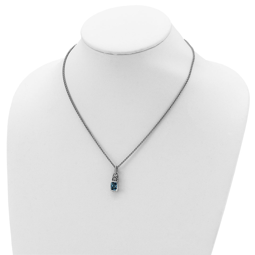 Shey Couture Necklaces Sterling Silver Sky Blue Topaz Diamond Necklace