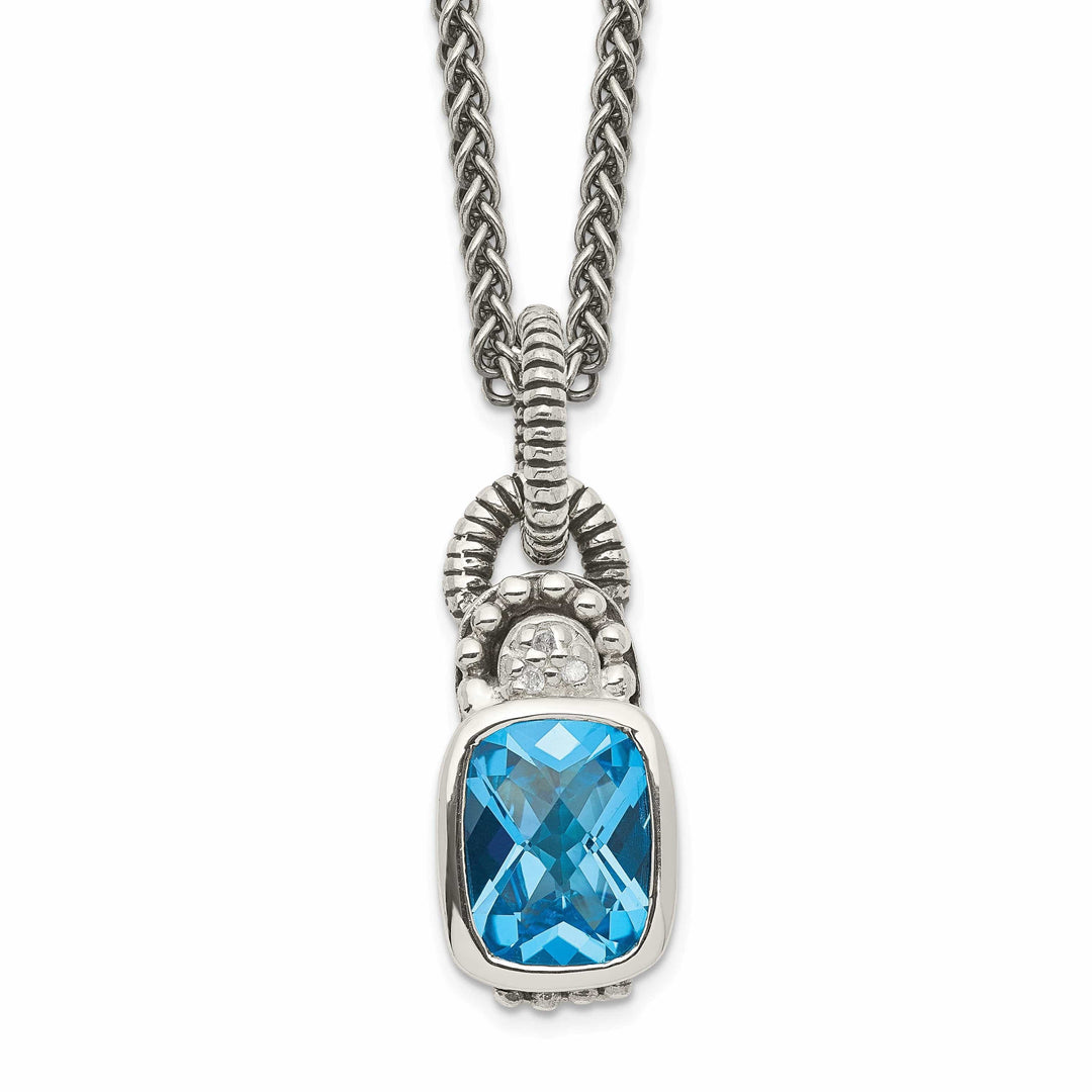 Shey Couture Necklaces Sterling Silver Sky Blue Topaz Diamond Necklace