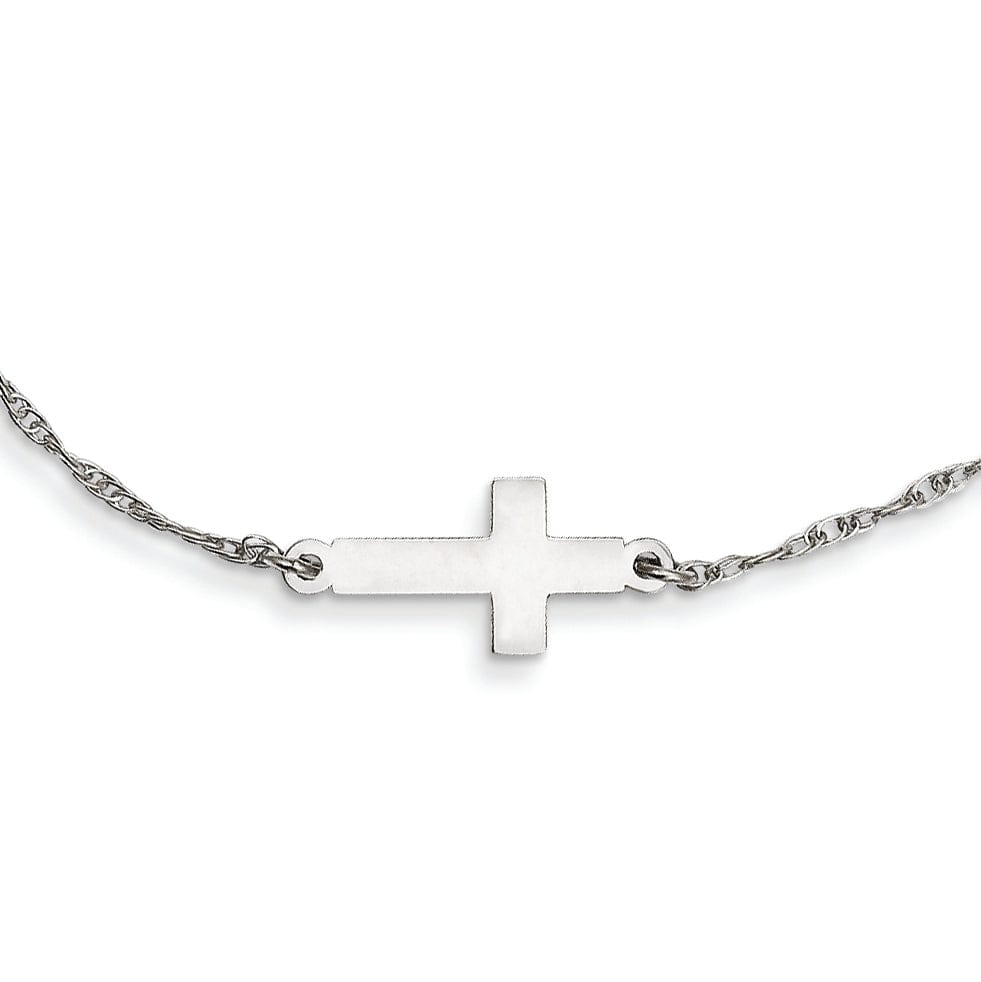 Lovely Rita's Necklaces Sterling Silver Small Sideways Cross Necklace