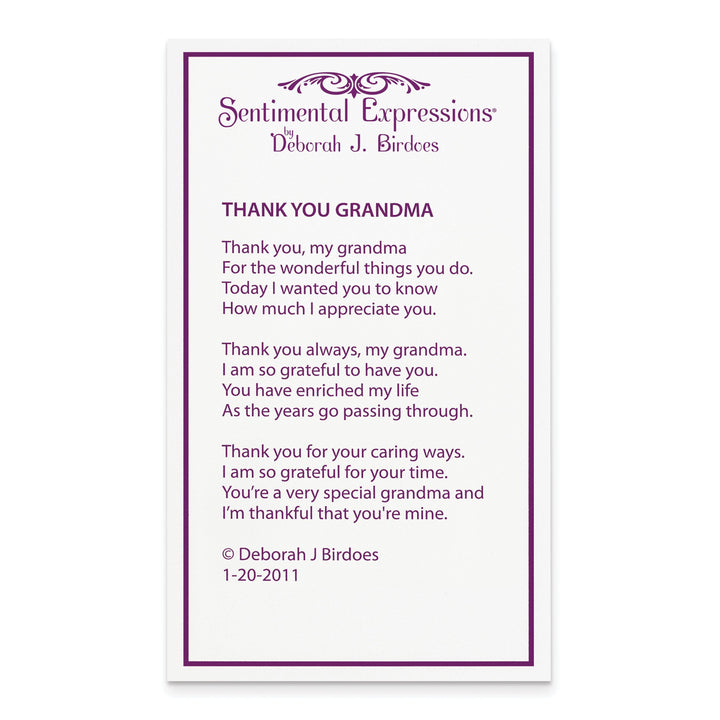 Lovely Rita's Necklaces Sterling Silver Thank You Grandma Necklace