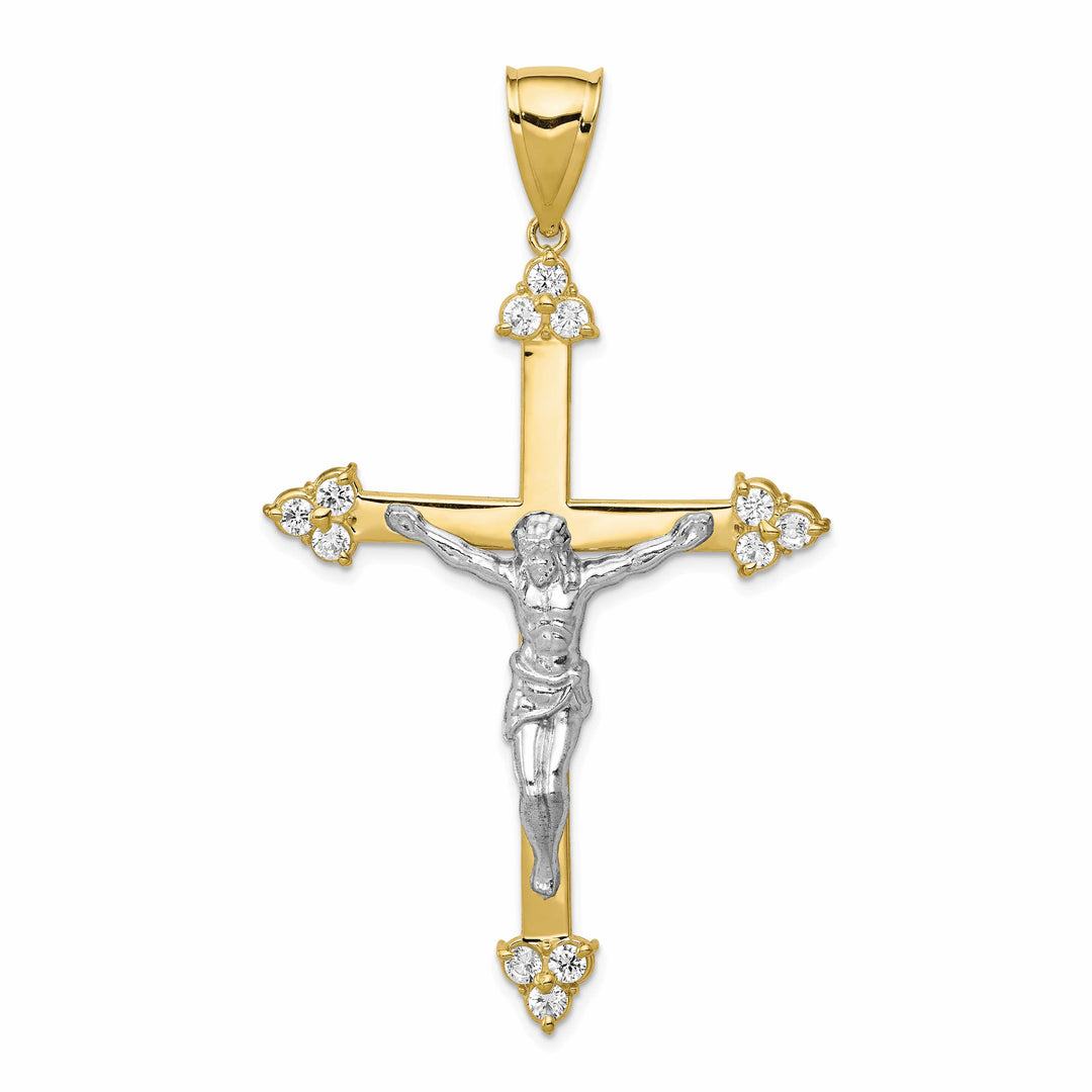 Lovely Rita's Pendants & Charms 10 K Yellow Gold Polished Cubic Zirconia Crucifix Pendant