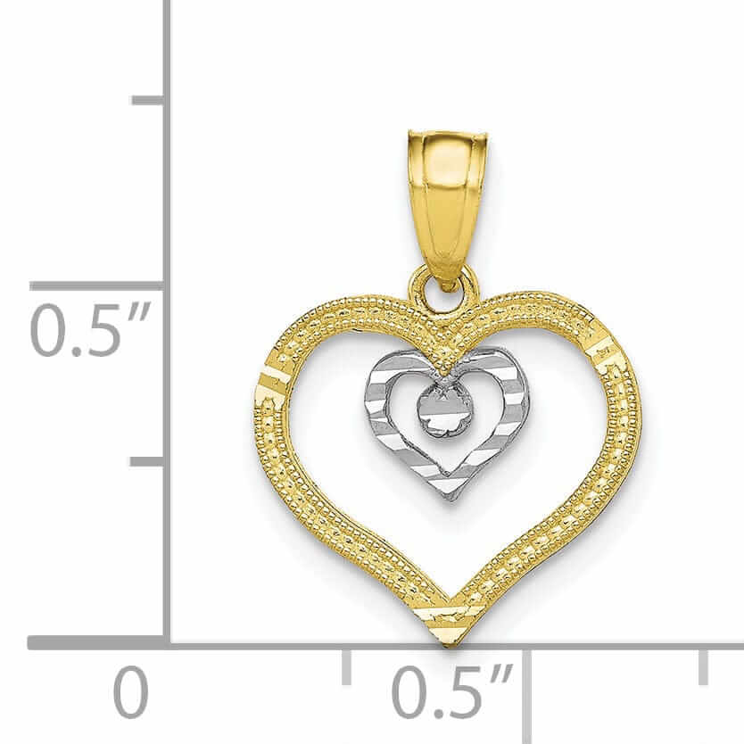 Lovely Rita's Pendants & Charms 10k Two Tone Gold Heart in Heart Charm Pendant