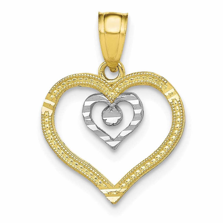 Lovely Rita's Pendants & Charms 10k Two Tone Gold Heart in Heart Charm Pendant