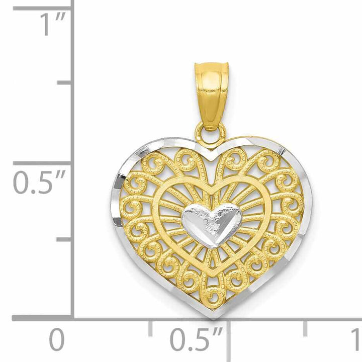 Lovely Rita's Pendants & Charms 10k Two Tone Gold Heart with Bat Wings Pendant