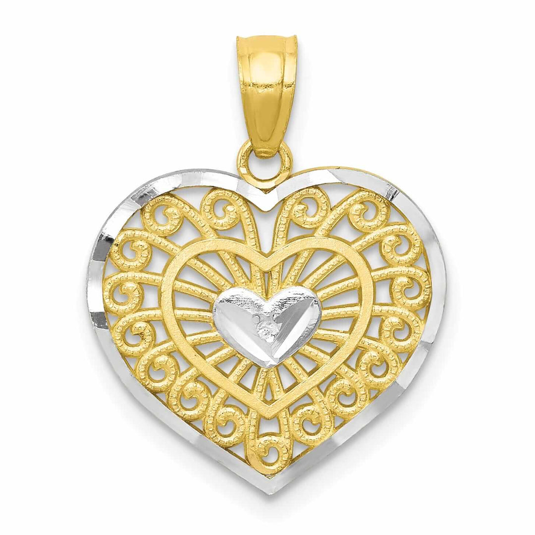 Lovely Rita's Pendants & Charms 10k Two Tone Gold Heart with Bat Wings Pendant