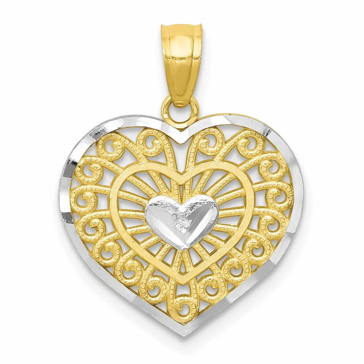 Lovely Rita's Pendants & Charms 10k Two Tone Gold Heart with Bat Wings Pendant