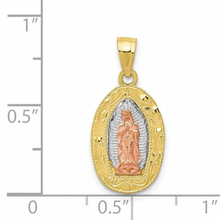 Lovely Rita's Pendants & Charms 10k Two Tone Gold Lady Of Guadalupe Oval Charm