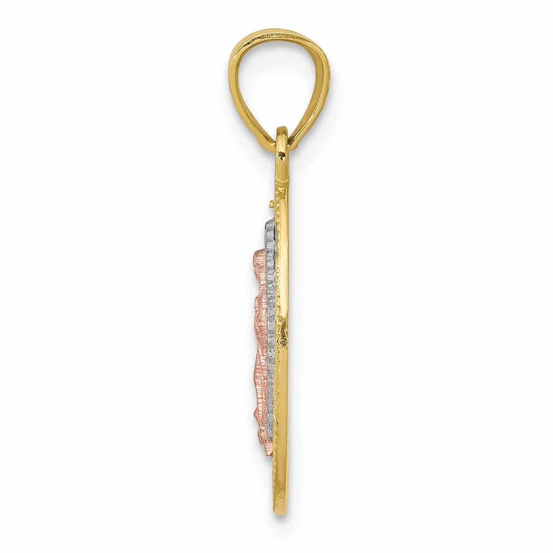 Lovely Rita's Pendants & Charms 10k Two Tone Gold Lady Of Guadalupe Oval Charm