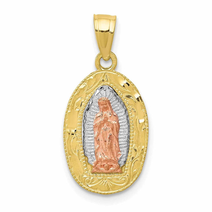 Lovely Rita's Pendants & Charms 10k Two Tone Gold Lady Of Guadalupe Oval Charm